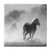 Natur Inspirationen Pferde in Schwarz und Weiß Fliese (Vorderseite)