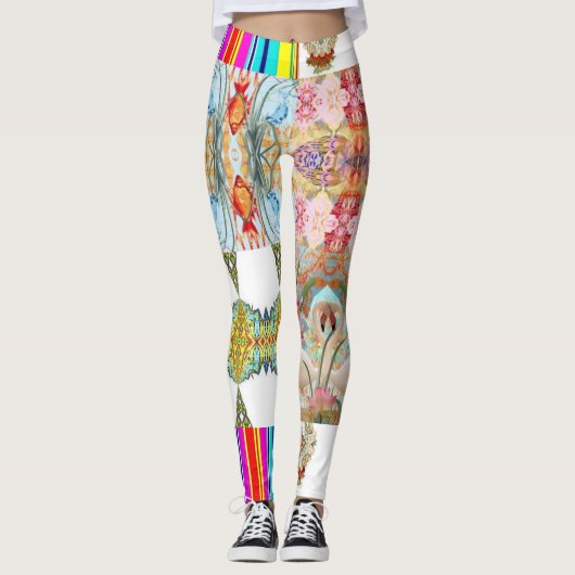 NATUR-INSPIRIERT DESIGNER COLLAGE LEGGINGS (Vorderseite)