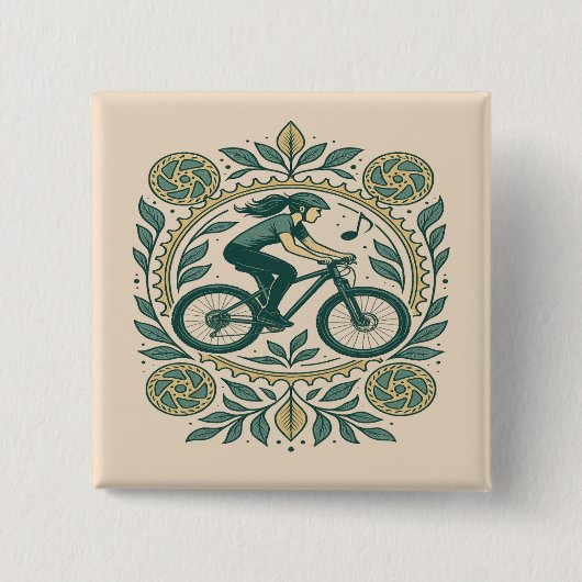Natur Inspiriert Radlerin - Boho Biking Button (Vorderseite)