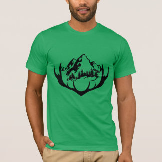 Natur-Inspiriertes Gebirge- und Waldantlerdesign T-Shirt