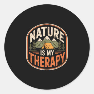 Natur ist Therapie Camping Wandern Outdoor-Abenteu Runder Aufkleber