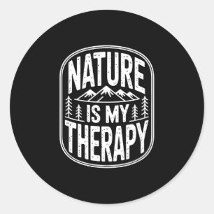 Natur ist Therapie Wandern Camping Berg Runder Aufkleber