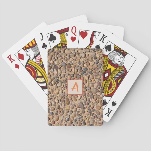 Natur-Kiesel entsteint Foto mit Monogramm Spielkarten (Rückseite)