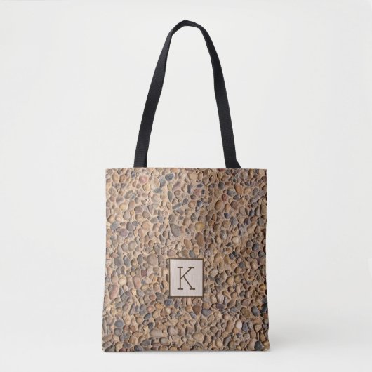 Natur-Kiesel entsteint Foto mit Monogramm Tasche (Vorderseite)