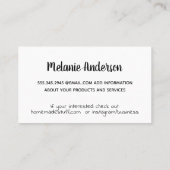 Natur | Kunst und Handwerk Visitenkarte (Rückseite)