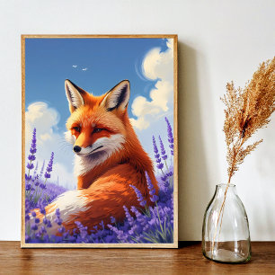 Natur Kunst Whimsical Fox & Lavender Art Poster