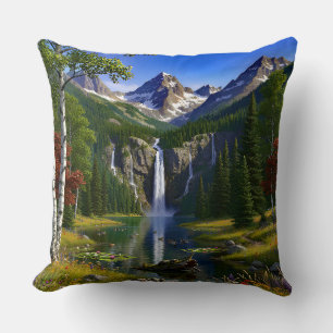 Natur Landschaft Berge Wasserfälle See Teich Kissen