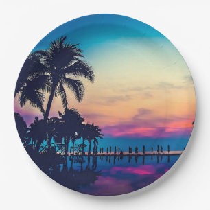 Natur Landschaft Pool Palmen-25925 Pappteller