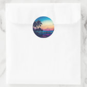 Natur Landschaft Pool Palmen-25925 Runder Aufkleber (Tasche)