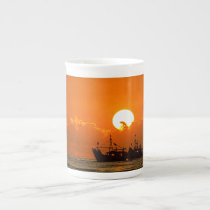 Natur Landschaft Sonnenuntergang mit Boot-68465 Porzellantasse