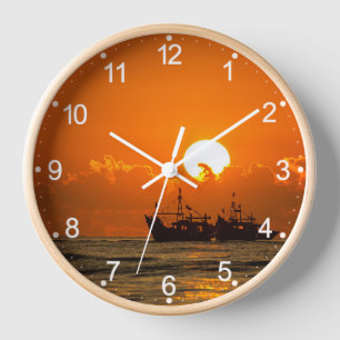 Natur Landschaft Sonnenuntergang mit Boot-68465 Uhr