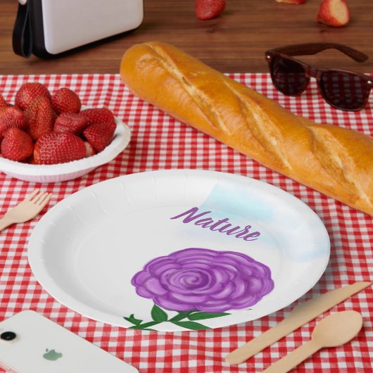 Natur Lila Blume Pappteller (Picknick)