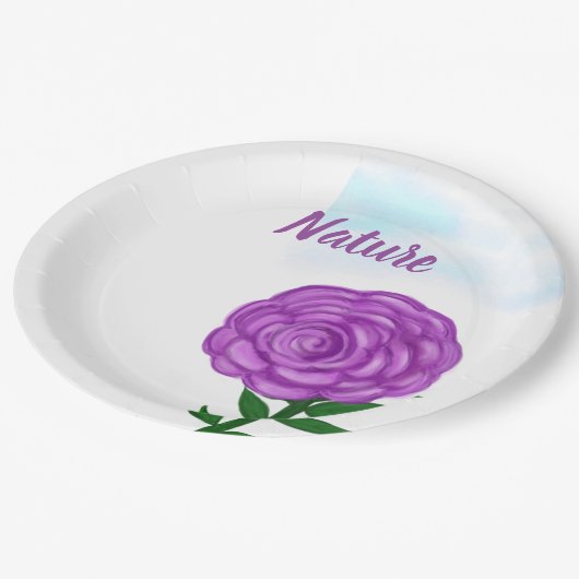 Natur Lila Blume Pappteller (Schrägansicht)