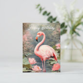 Natur Lotus Pond Pink Flamingo Vintag Postkarte (Stehend Vorderseite)