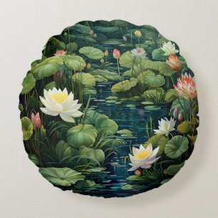Natur Lotus Water Lily Pond Landschaft Rundes Kissen