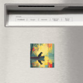 Natur Minimalist Black Labrador Kanu Magnet (In Situ (Geschirrspüler))