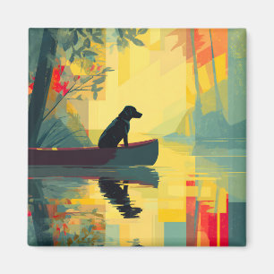 Natur Minimalist Black Labrador Kanu Magnet
