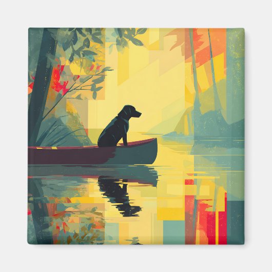 Natur Minimalist Black Labrador Kanu Magnet (Vorne)