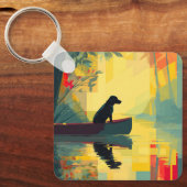 Natur-Minimalist Black Labrador Kanu Schlüsselanhänger (Vorderseite)