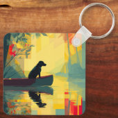 Natur-Minimalist Black Labrador Kanu Schlüsselanhänger (Rückseite)