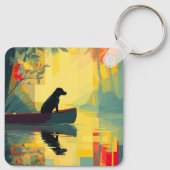 Natur-Minimalist Black Labrador Kanu Schlüsselanhänger (Rückseite)