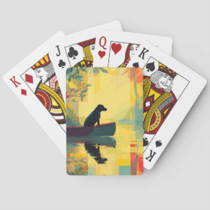 Natur-Minimalist Black Labrador Kanu Spielkarten