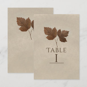 Natur Minimalist Herbstlaub Elegantes Tischnummern