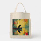 Natur Minimalistischer Schwarzer Labrador-Canoe Tragetasche (Rückseite)