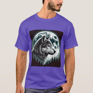 Natur Mond Alpha Süßer Wolf Mond Natur Retro T-Shirt