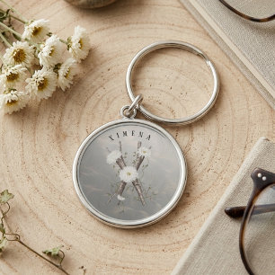 Natur-Monogramm 'X' T-Shirt mit Blumen & Reben Schlüsselanhänger
