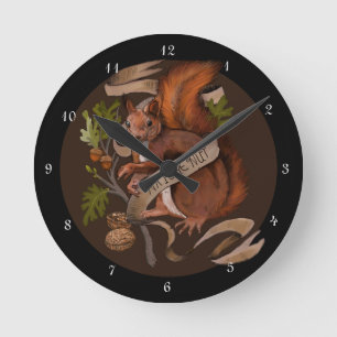 Natur-Nuss-Eichhörnchen Runde Wanduhr