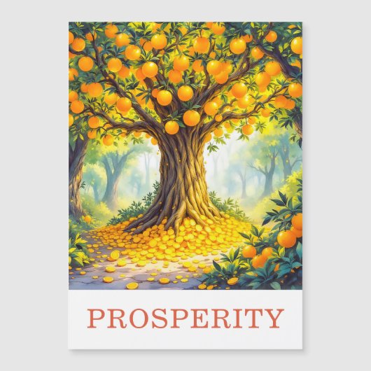 Natur Orange Baum Geld Wohlstand Magnetkarte (Vorderseite)