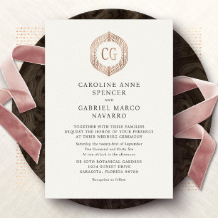 Natur Outdoor Formal Monogramm Hochzeit Folieneinladung
