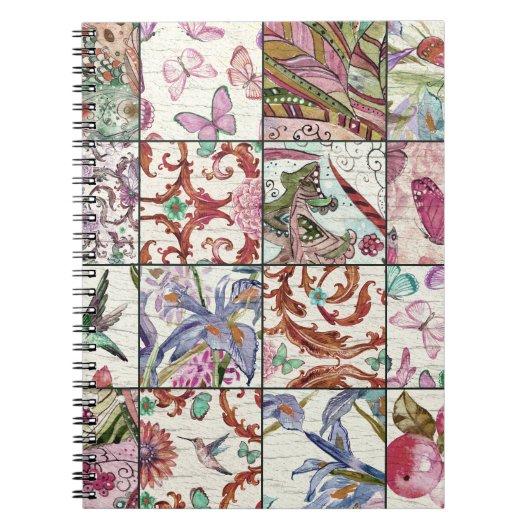 Natur-Patchwork: Chic nahtloser Hintergrund Notizblock (Vorderseite)