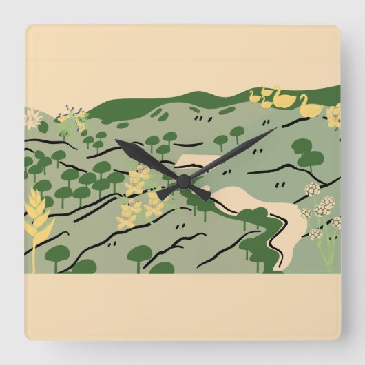 Natur Quadratische Wanduhr (Vorderseite)