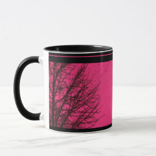 Natur Rosa und Schwarze Bäume und Sterne Tasse