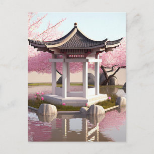 Natur Schöne Landschaft Sakura Kirchen Blossom Gar Postkarte