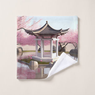Natur Schöne Landschaft Sakura Kirchen Blossom Gar Waschlappen