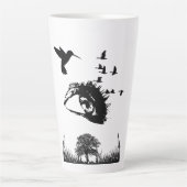 Natur-Silhouette | Eleganter dunkler Hintergrund Milchtasse (Vorderseite)