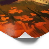 Natur Sonnenuntergang Malerei mit See, Hütte Poster (Ecke)