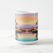 Natur-Sonnenuntergangs-Gemälde mit See, Cottage Kaffeetasse (Mittel)