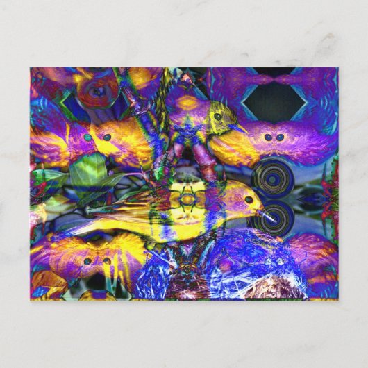 Natur-Spiegelungen II - Violett- und Goldvögel Postkarte (Vorderseite)