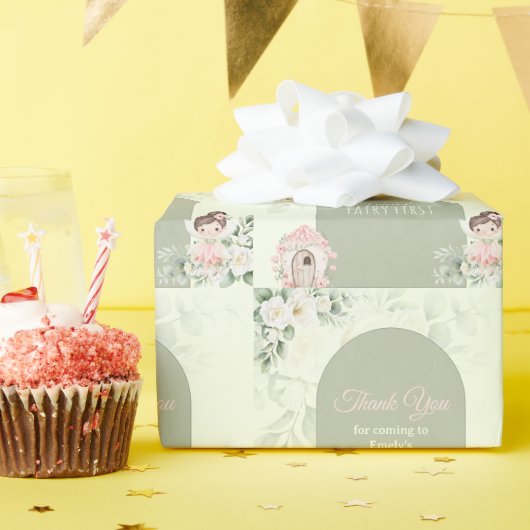 Natur Süße Blumen Fee 1. Geburtstag Geschenkpapier (Geburtstagsparty)