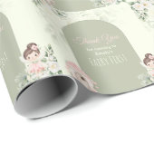 Natur Süße Blumen Fee 1. Geburtstag Geschenkpapier (Rolleneckpunkt)