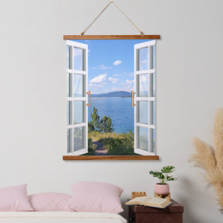 Natur Thema Seeblick Wandteppich Mit Holzrahmen