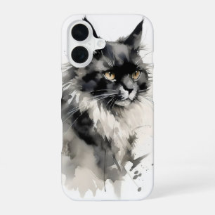 Natur-Tusche-Mal-Katze iPhone 16 Hülle