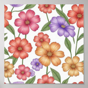 Natur und Blumenwall Kunst, Seren Botanischer Schr Poster