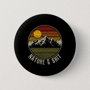 Natur Und - Lustige Vintage Berge Wandern Campin Button