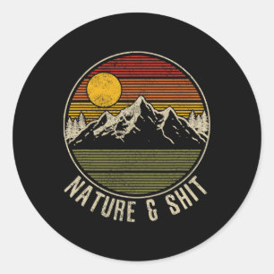Natur Und - Lustige Vintage Berge Wandern Campin Runder Aufkleber