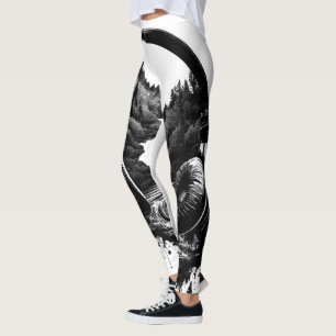 Natur- und Musikkopfhörer - Schwarz und Weiß-Künst Leggings